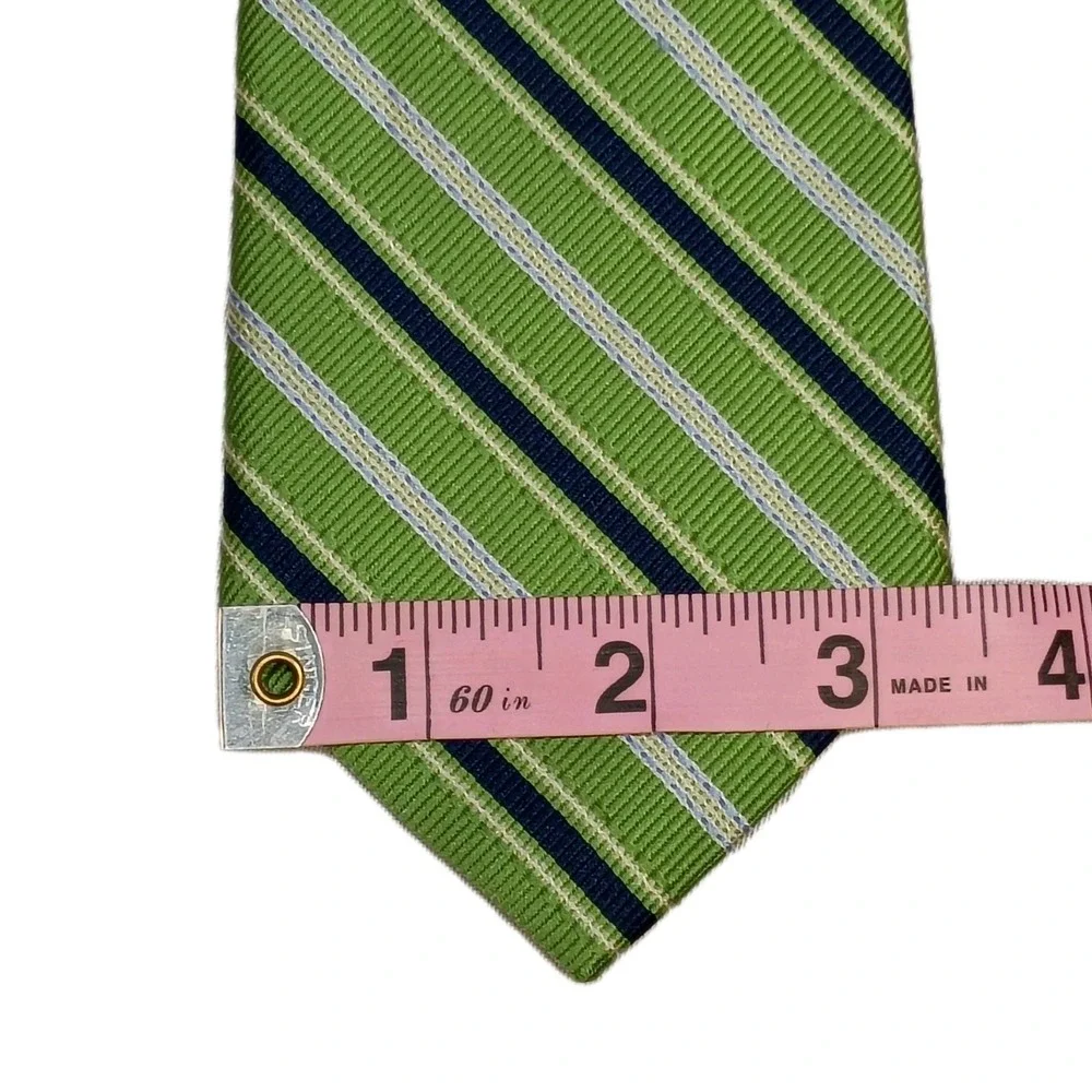 Forsyth Men's Silk‎ Tie Green Navy Striped Preppy Academia University Office